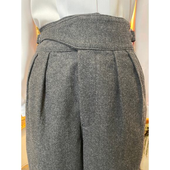 vintage 1990s gray wool pants high wrap waist banana republic pleated trousers 8 - Picture 2 of 10
